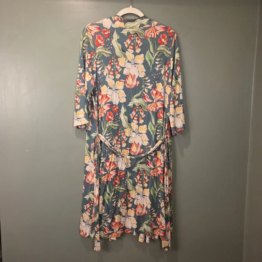 Milkmaid Goods Women's Floral Print Robe Size M Green Multi - Picture 3 of 11